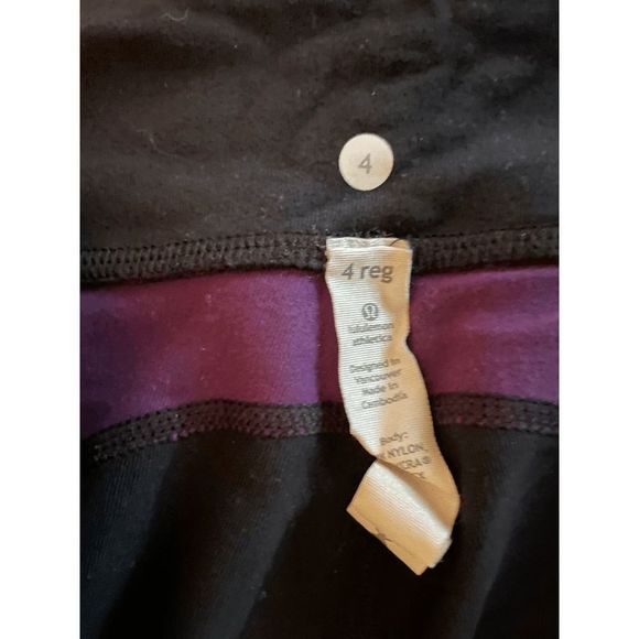 LULULEMON Straight Leg Pants  *Black/Purple* Size 4 - Picture 6 of 6